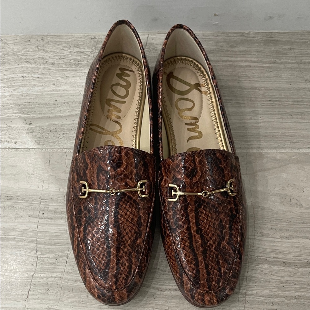 Sam Edelman Brown Snake Pattern Loafers